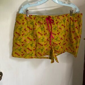 Xhilaration pajama shorts NWOT winter flannel gold & red& green deer